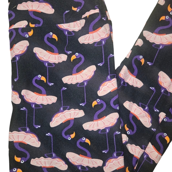 lularoe flamingos high waist leggings - Picture 2 of 3